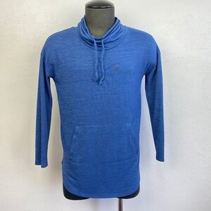 Banana Republic Mens Luxespun Small T Shirt Dark Blue Long Sleeves Tie Mock Neck